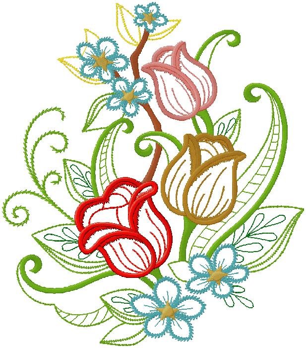 Tulips machine Embroidery Design