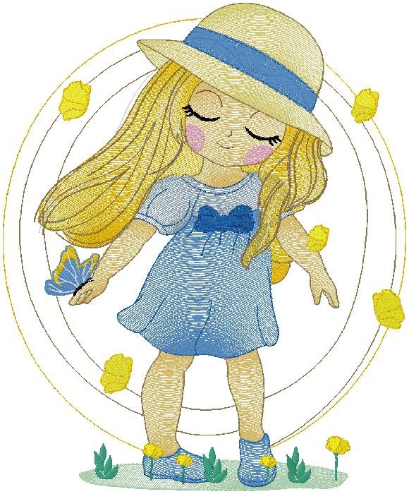 cute Girl - Machine Embroidery Design