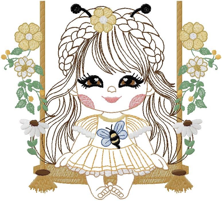 cute Girl - Machine Embroidery Design