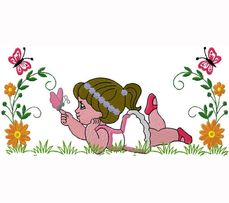 cute Girl machine Embroidery Design