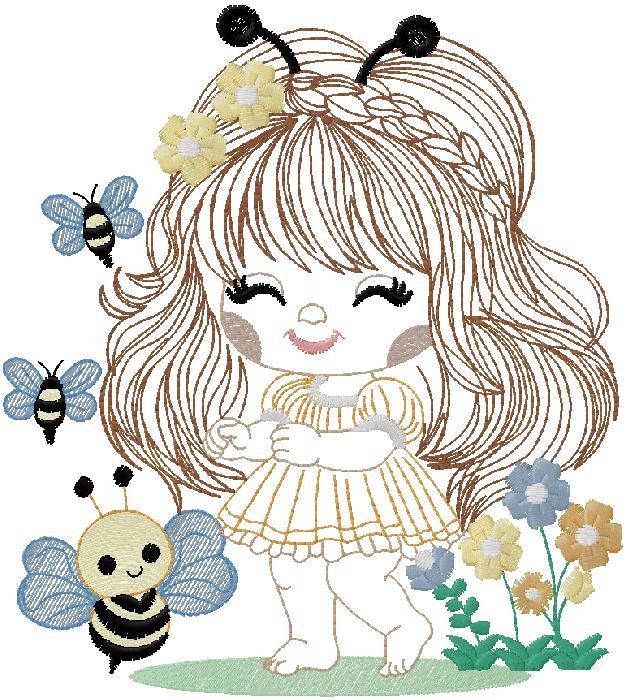 cute Girl machine Embroidery Design