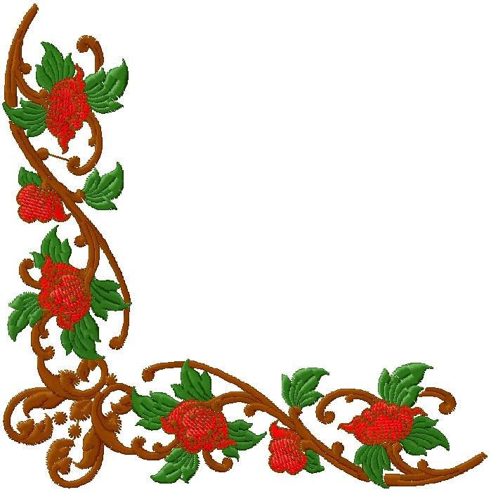 floral corner - machine embroidery design