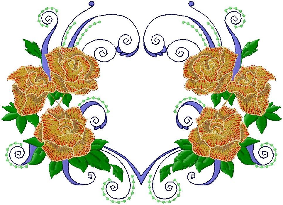 Floral Heart Embroidery Design