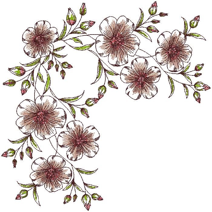 Floral machine embroidery design
