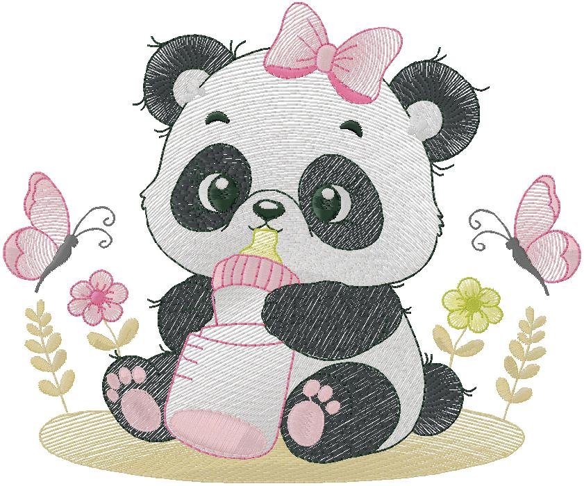 Panda baby Embroidery Design