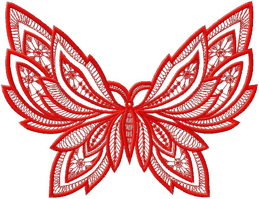 Red Butterfly free embroidery