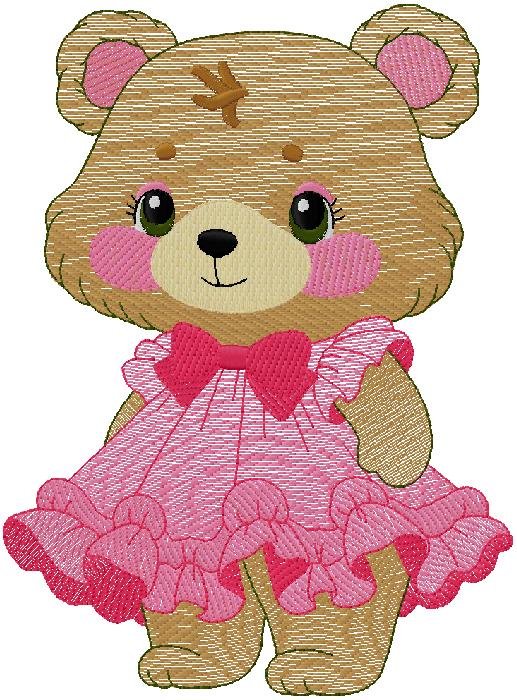 cute Girl Teddy Embroidery Design