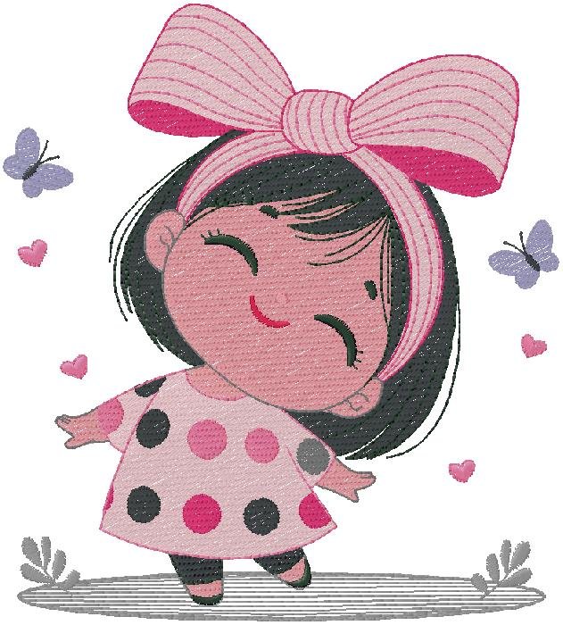 cute Girl machine embroidery design