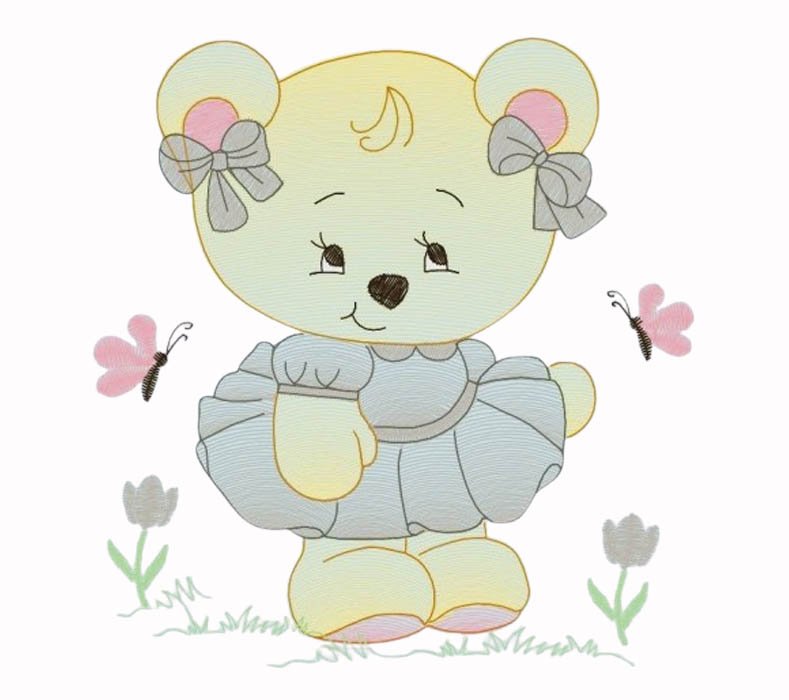 cute Teddy Girl Embroidery Design