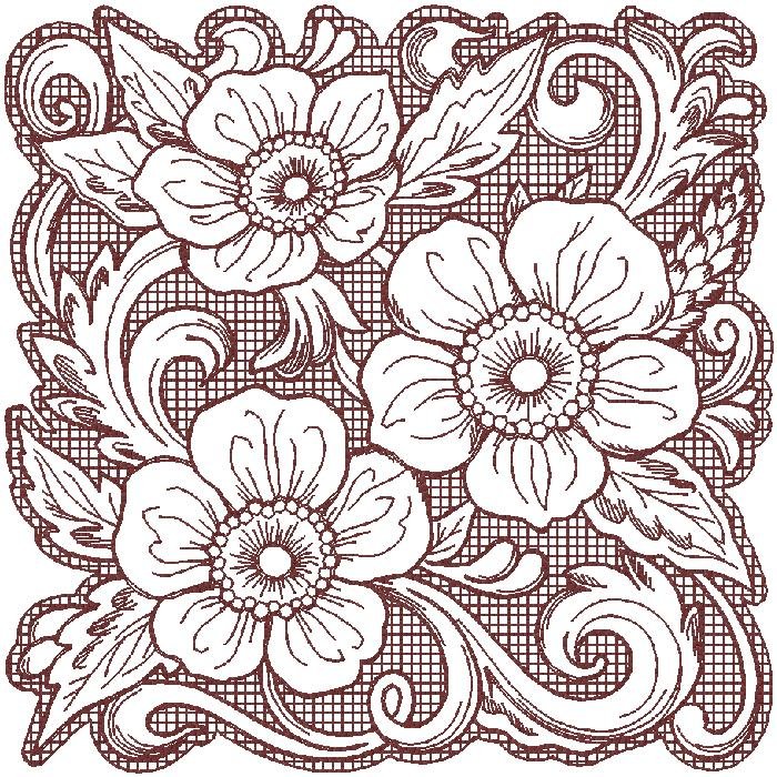 Floral machine embroidery design