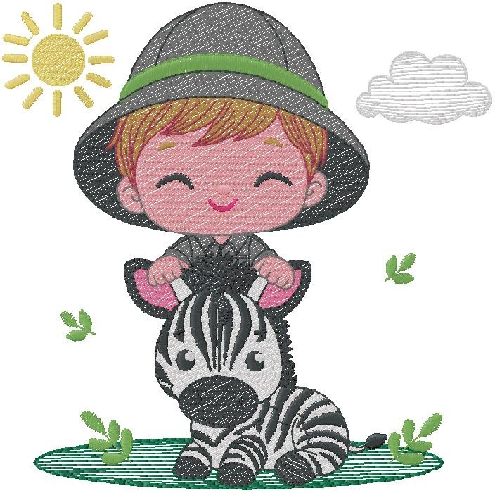 Baby Boy with Zebra embroidery design