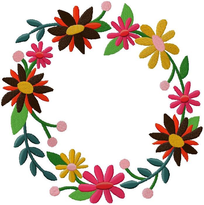 Flower circle embroidery design 