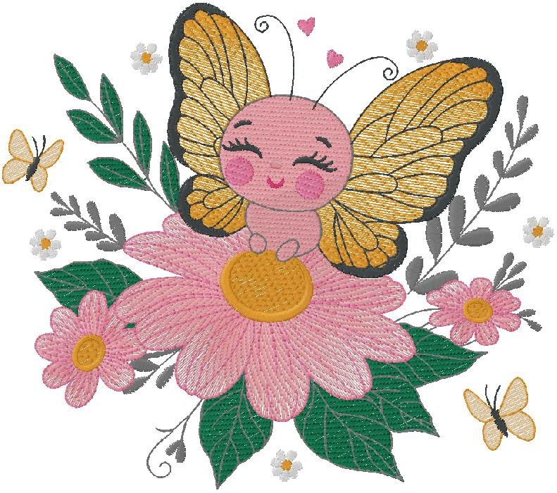 baby butterfly with flower design 