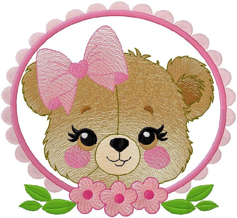 cute Teddy Girl embroidery design 