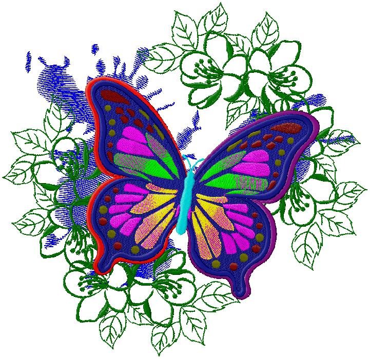 Beautiful butterfly embroidery design