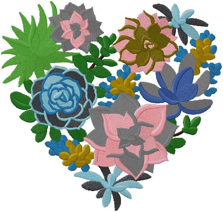 Floral Heart embroidery design