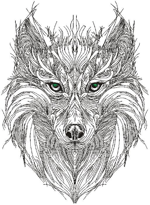 Wolf machine embroidery design 