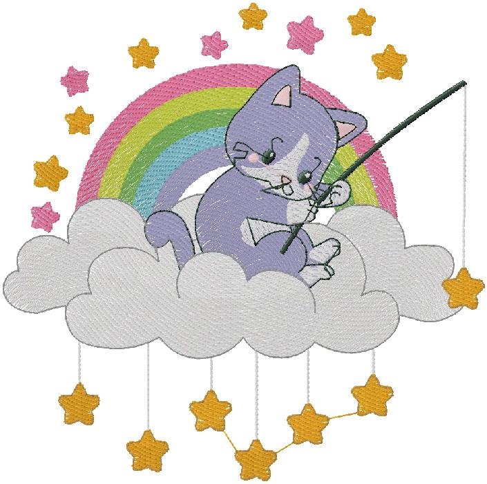 cute cat embroidery design 