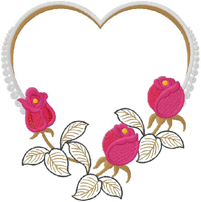 floral Heart machine embroidery design 