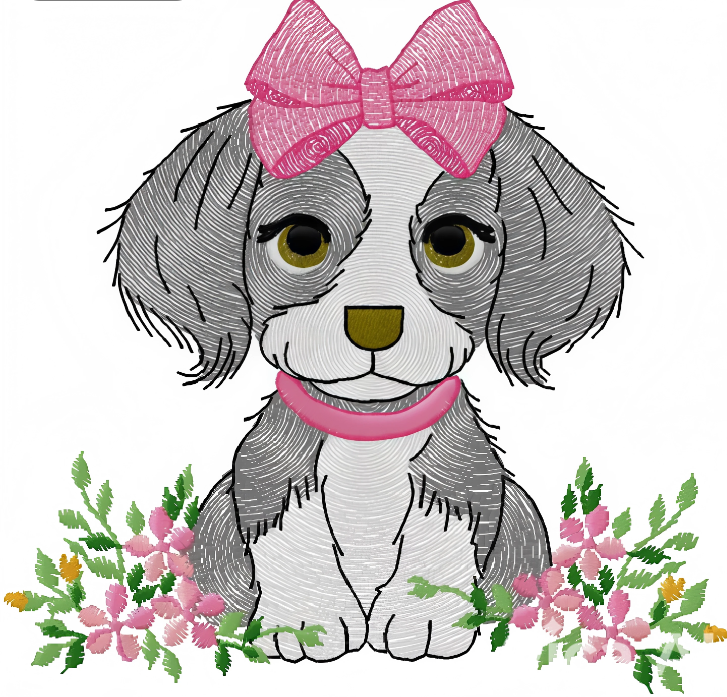 cute puppy embroidery design 