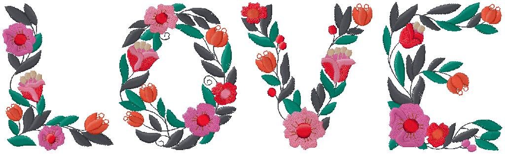 Love Floral embroidery design