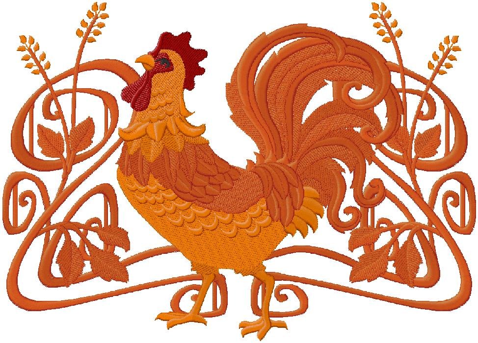 Rooster embroidery design