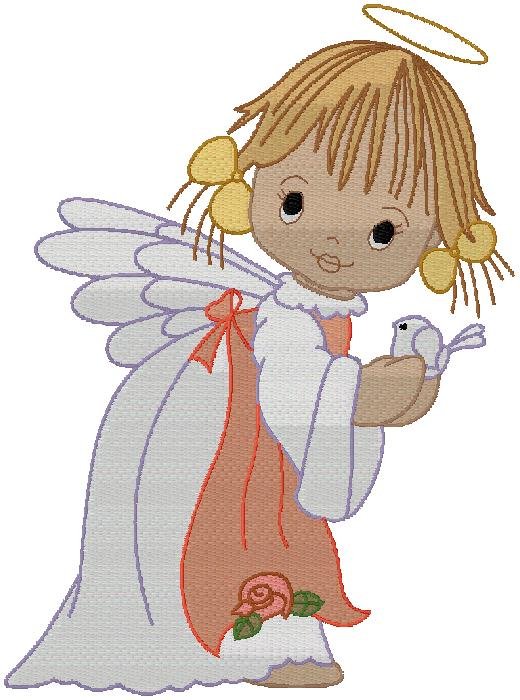 wonderful Angel with Bird embroidery design