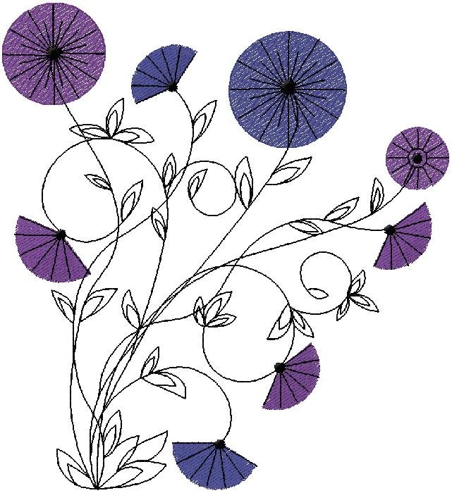 Violet Flower Embroidery Design