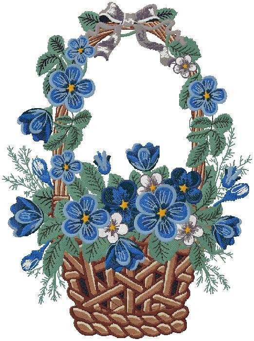 basket of flowers Embroidery Design
