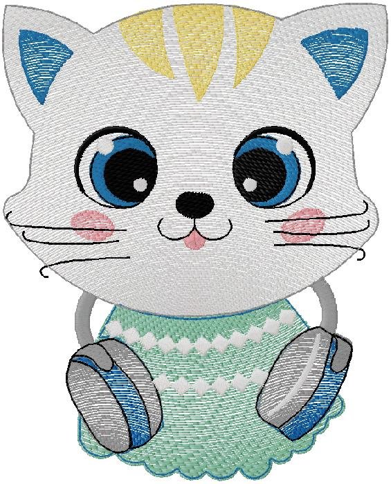 cute cat embroidery design