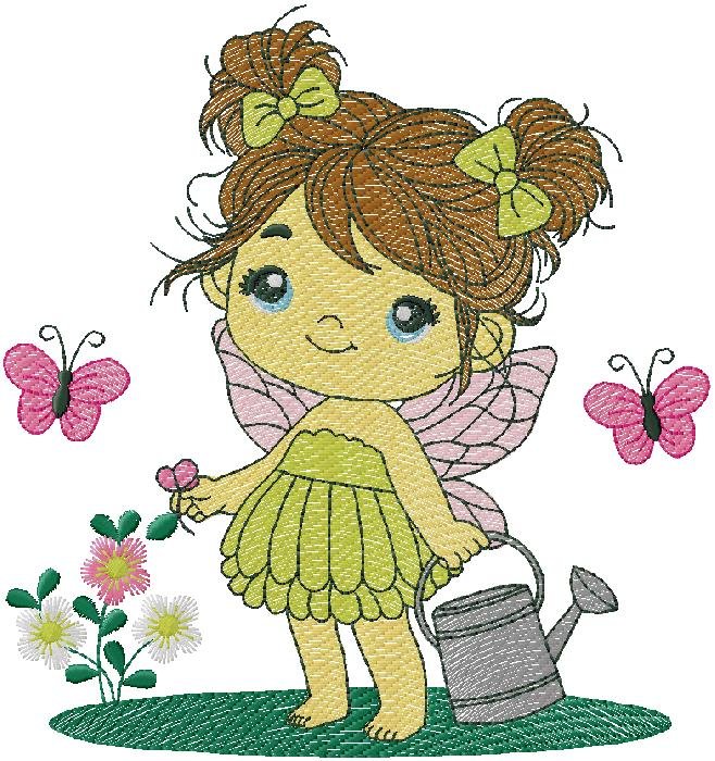 little fairy girl embroidery design