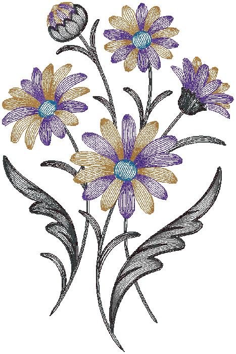 wonderful flowers embroidery design