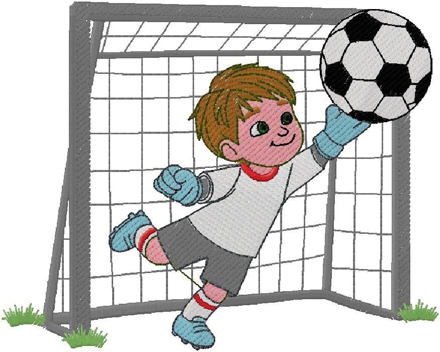 Cute Soccer Goalkeeper Boy Embroidery Design