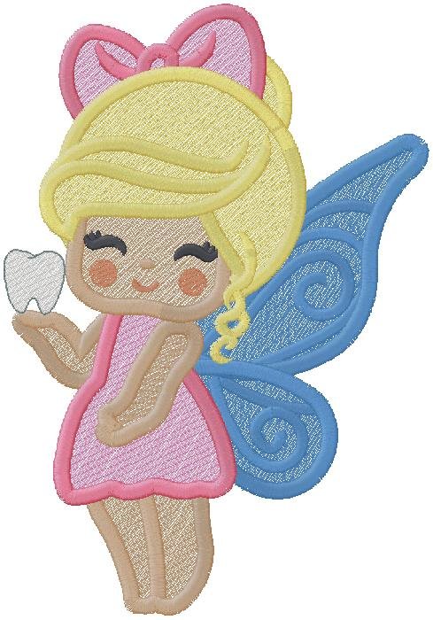 Cute Tooth Fairy Girl Embroidery Design