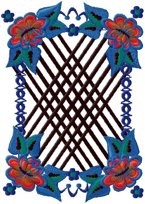 Elegant Floral Lattice Embroidery Design