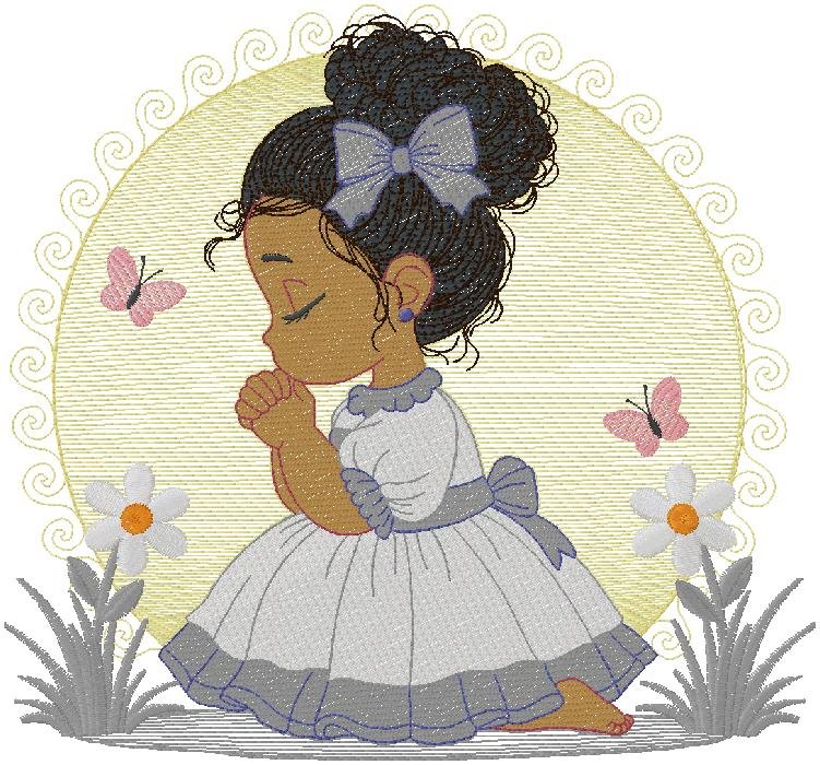 Little Prayer Girl Embroidery Design