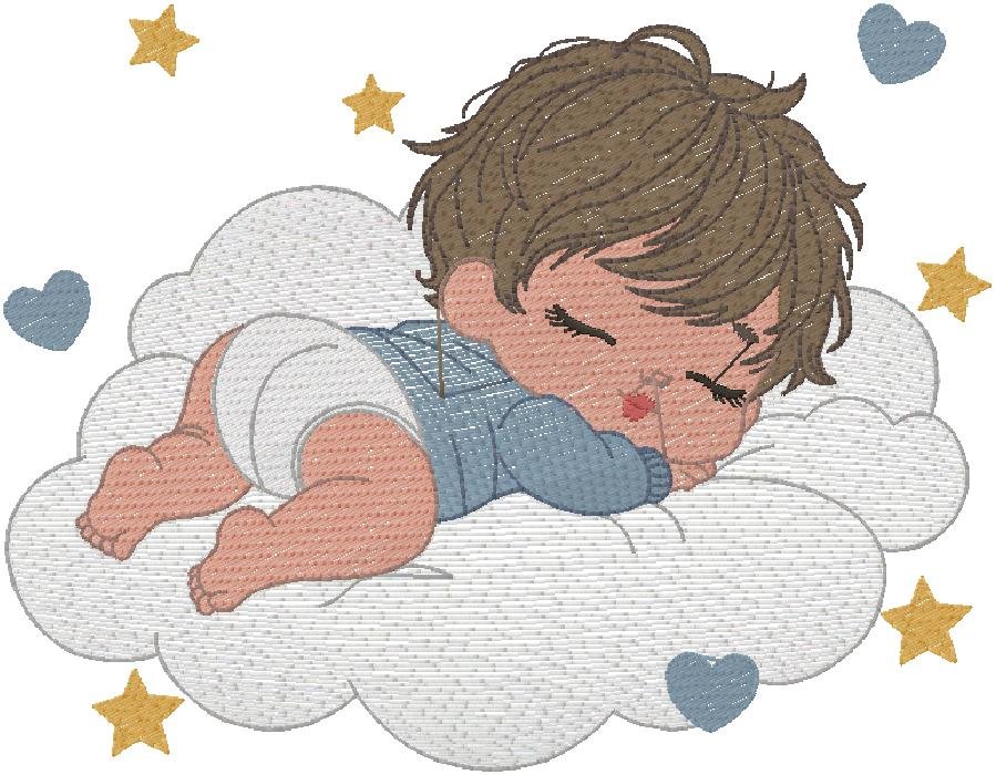 Sleeping Baby on Cloud – Cute Baby Boy Embroidery Design