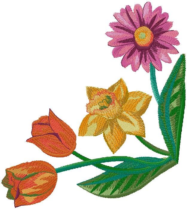 Spring Floral Trio Embroidery Design