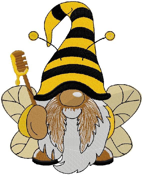 Sweet Honey Bee Gnome Embroidery Design