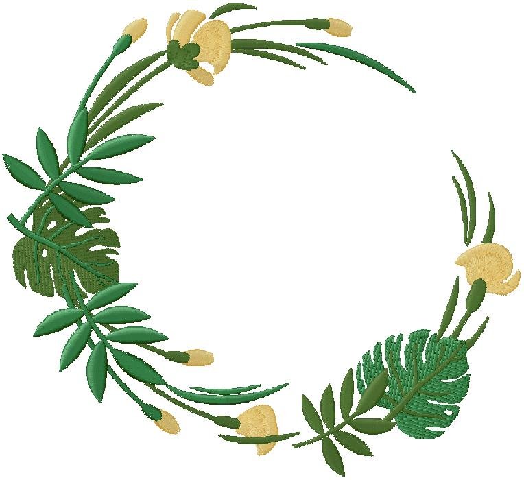 Tropical Floral Wreath Embroidery Design