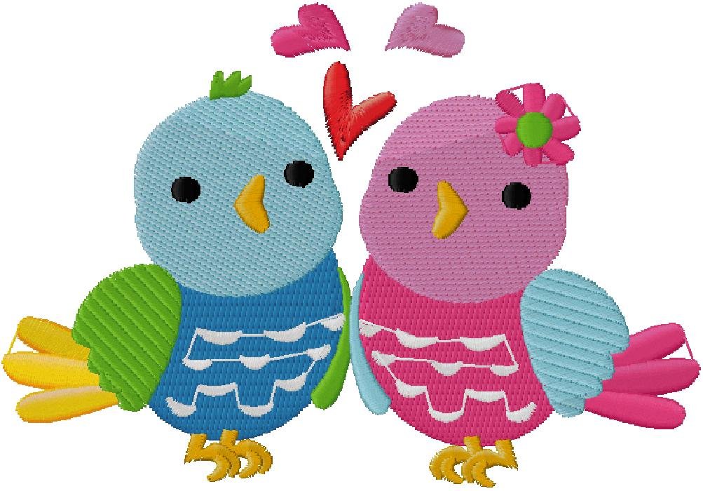 Cute Love Birds Embroidery Design
