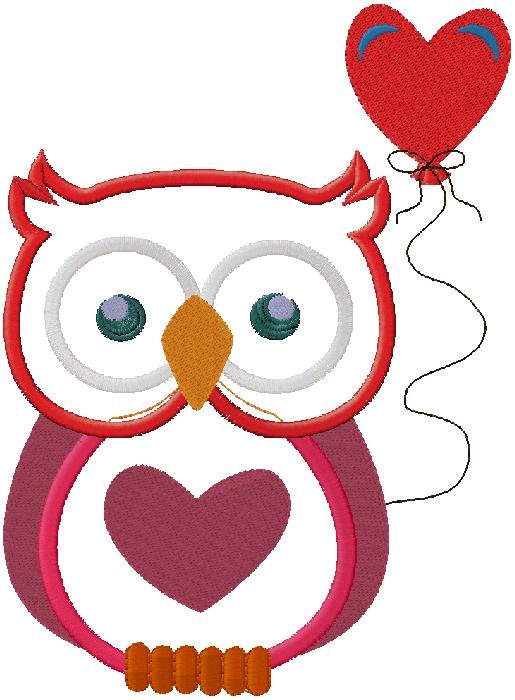 Cute Love Owl Embroidery Design