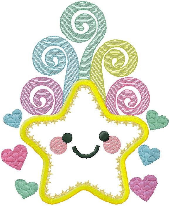Cute Rainbow Star Embroidery Design