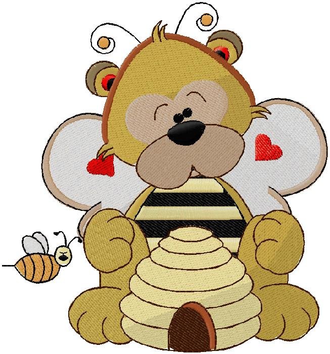 Cute Teddy Bee Embroidery Design