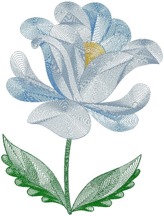 Elegant Line Art Flower Embroidery Design