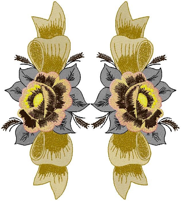Elegant Symmetrical Floral Embroidery Design