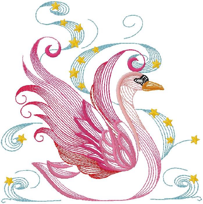 Magical Swan Starry Embroidery Design
