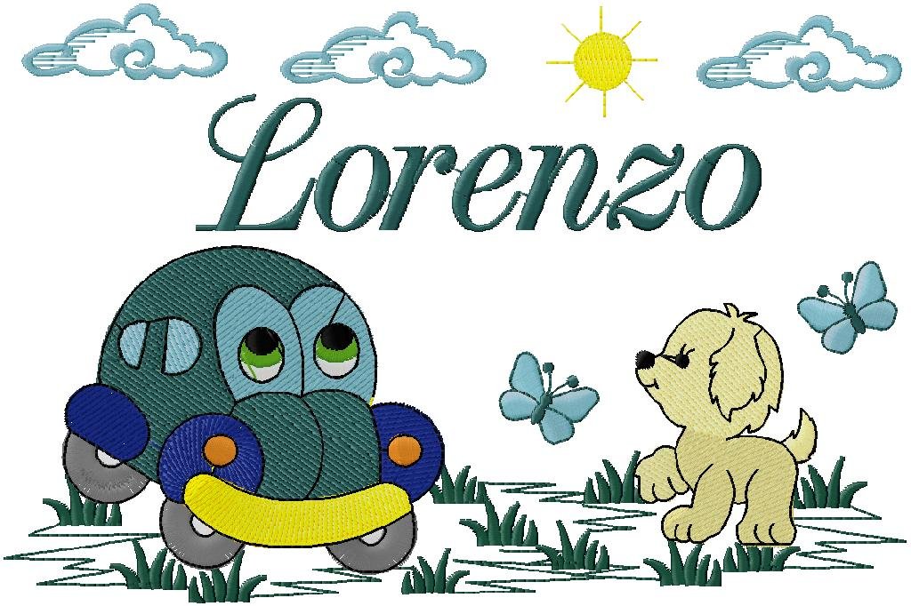 Personalized Baby Car & Puppy Embroidery Design – Lorenzo