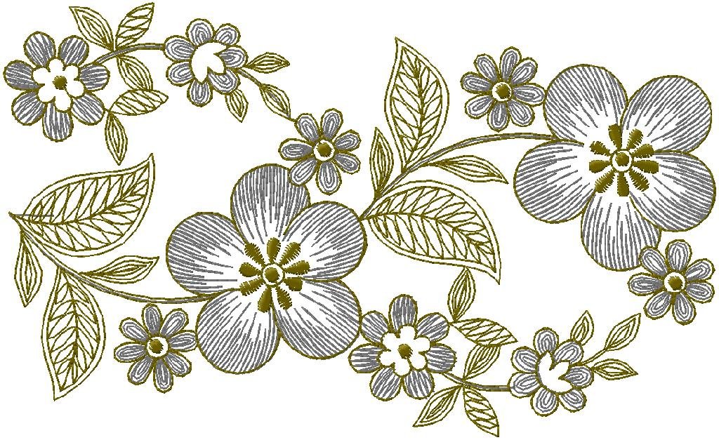 Elegant Floral Vine Embroidery Design