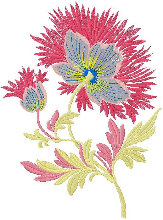 Elegant Exotic Bloom Embroidery Design